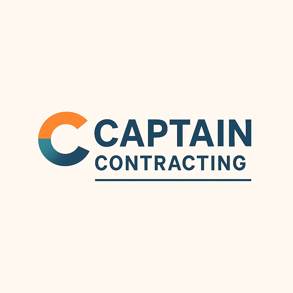 Captain Contracting logo — C mark with line under CONTRACTING